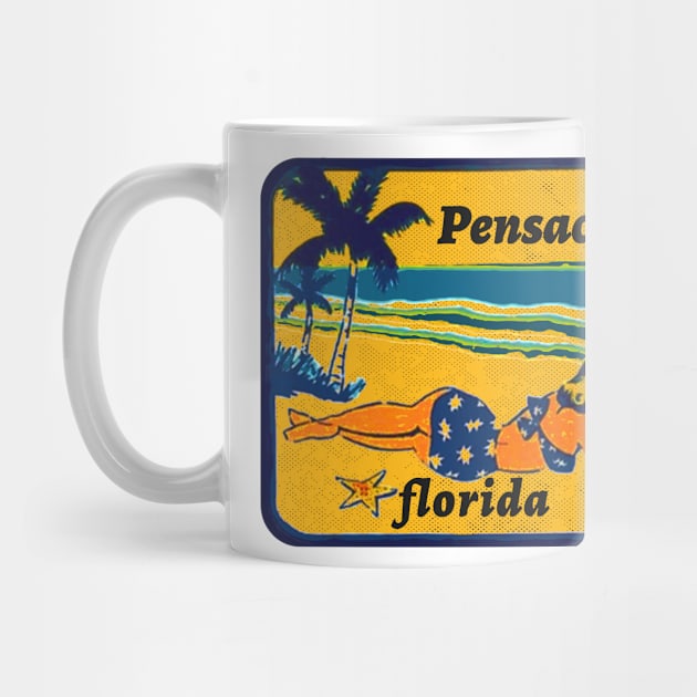 Pensacola Florida Vintage Beach Ocean Vacation Travel Luggage by TravelTime